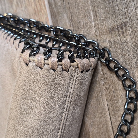 Stella McCartney Falabella STYLE Faux Suede Gunmetal Chain Trim Handles Bag - Picture 3 of 10